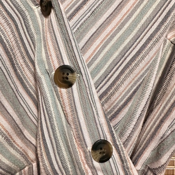 American Eagle Outfitters Striped Wrap Midi Dress in Neutral Stripes - Picture 4 of 7